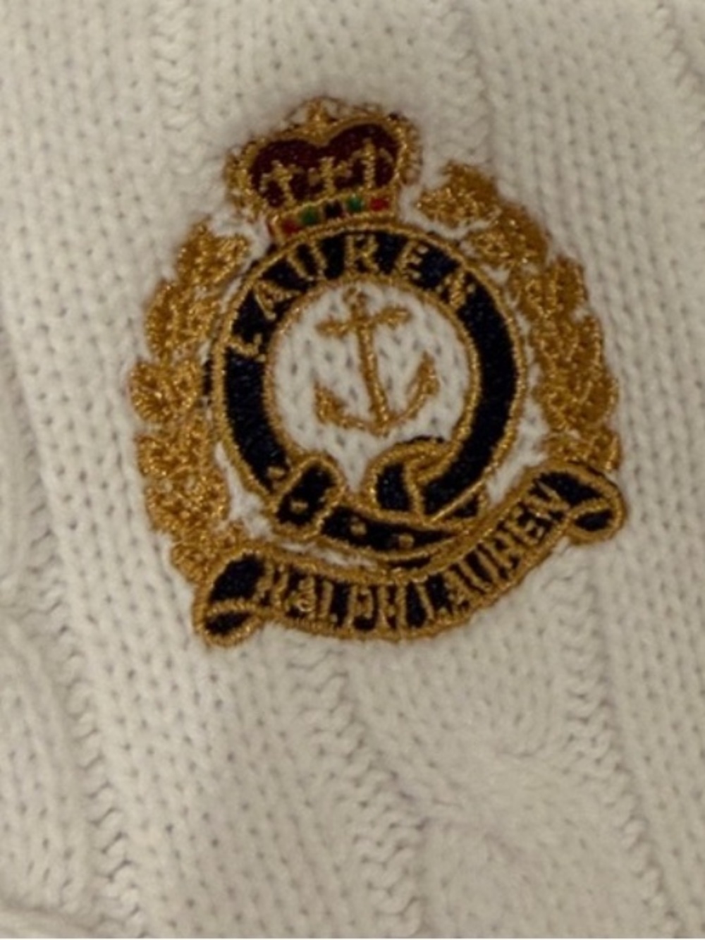 Lauren Ralph Lauren Crest Sweater
Womens 1X White Quarter Zip Cable
Knit